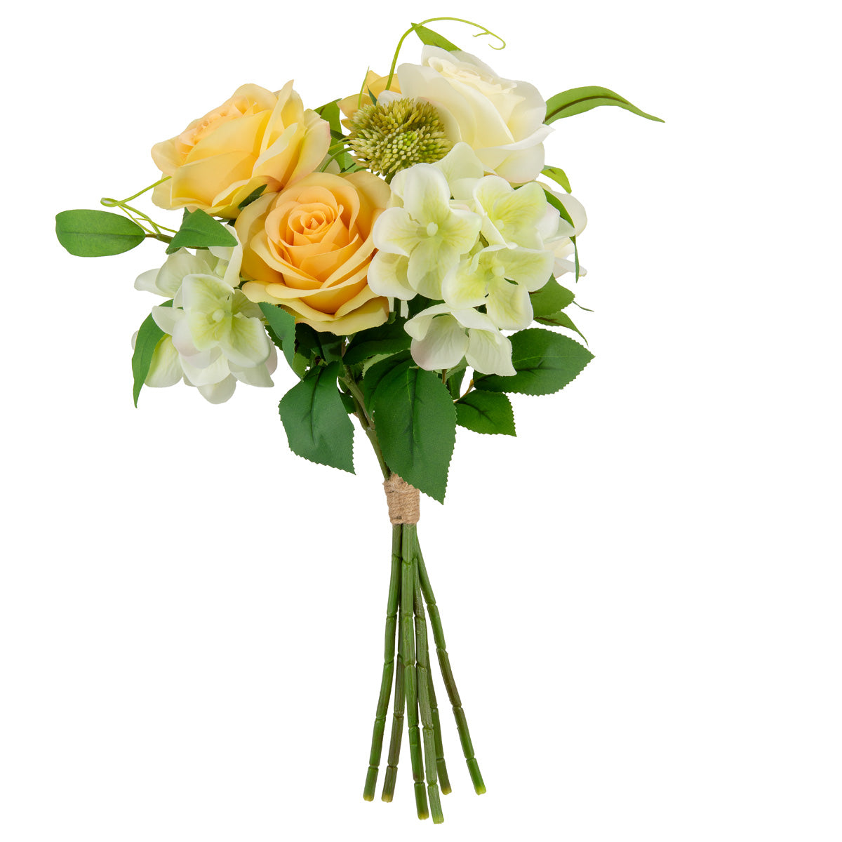 39cm Rose with Greenery Bouquet Cream Asst image 0
