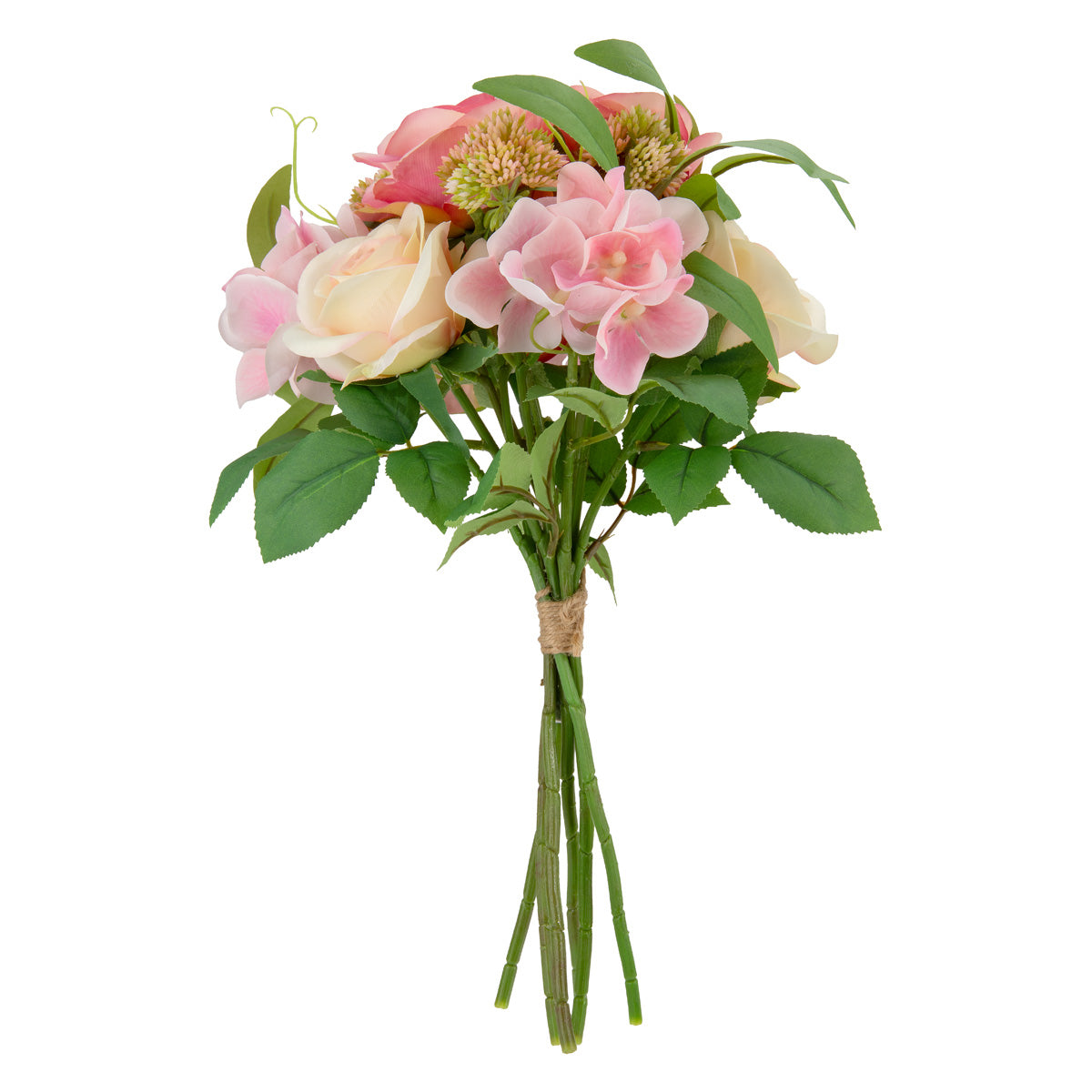 39cm Rose with Greenery Bouquet Light Pink Asst image 0