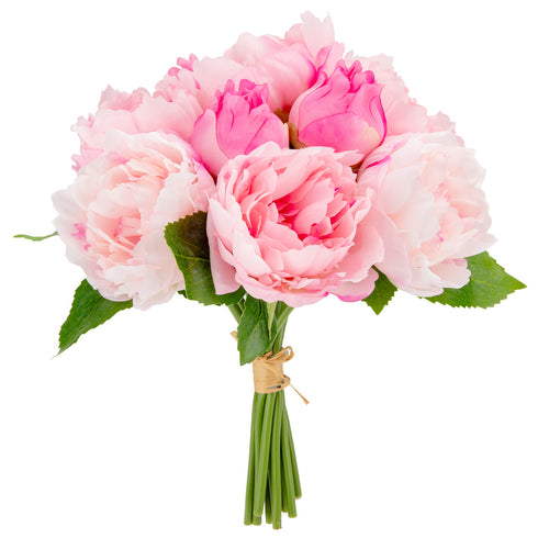 36cm Peony Bouquet x 10 heads Mid Pink image 1