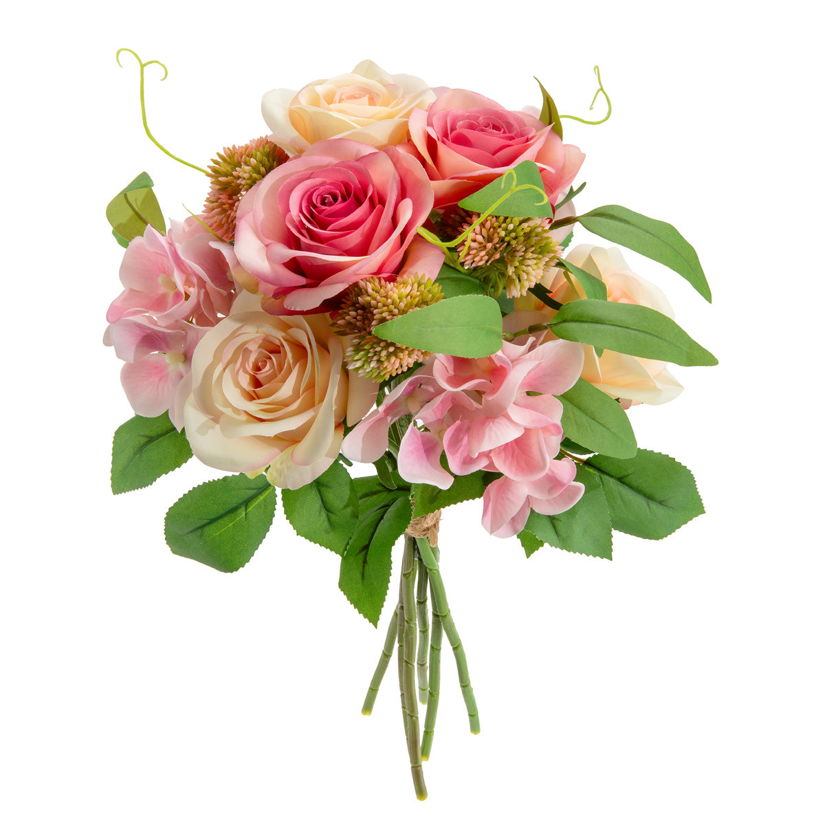 39cm Rose with Greenery Bouquet Light Pink Asst image 2