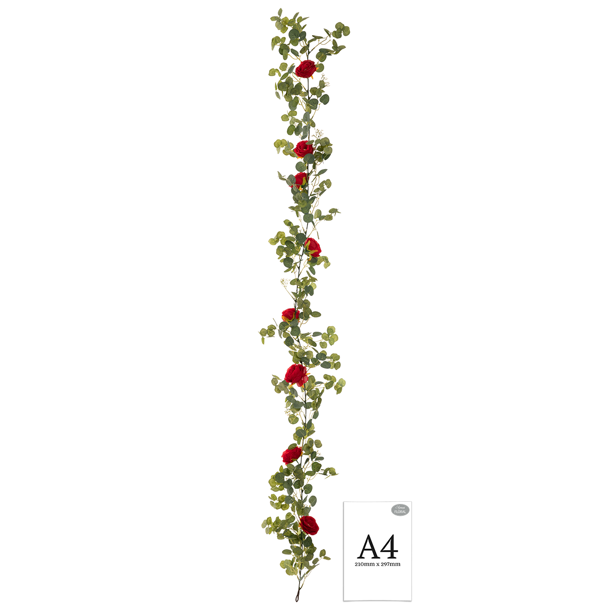 Eucalyptus Garland with Wild Rose Red image 2