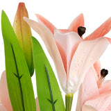 Lily Bush x 7 Flowers, 1 Bud & 9 Leaves Light Pink image 1