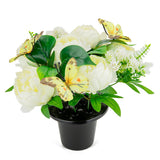 Grave Pot Peonies and Butterflies Ivory/White image 1